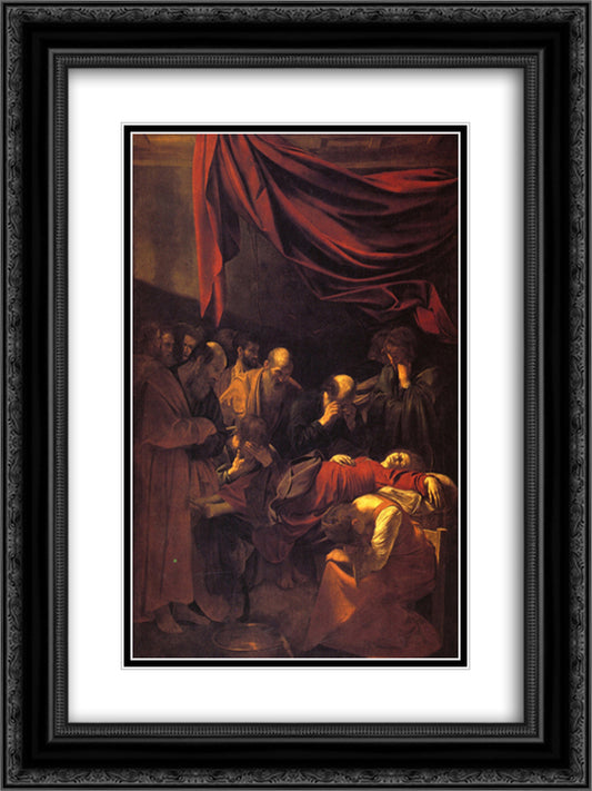 The Death of the Virgin 18x24 Black Ornate Wood Framed Art Print Poster with Double Matting by Caravaggio