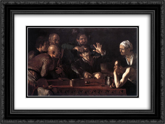 Tooth Puller 24x18 Black Ornate Wood Framed Art Print Poster with Double Matting by Caravaggio