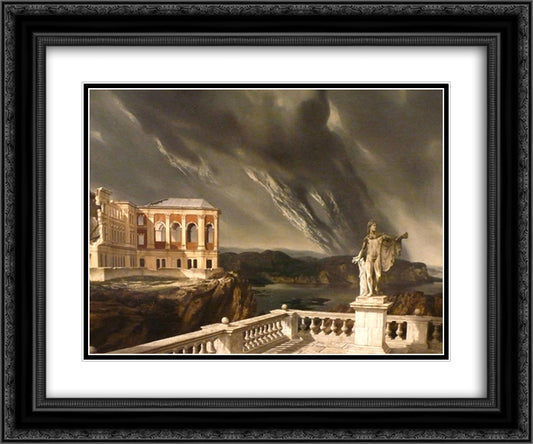 Chateau en Espagne 24x20 Black Ornate Wood Framed Art Print Poster with Double Matting by Willink, Carel