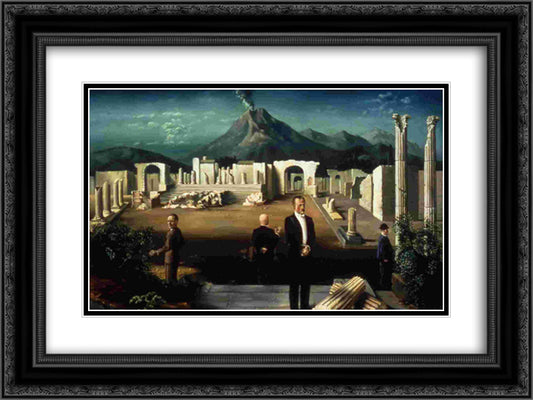 De laatse bezoekers van Pompeii 24x18 Black Ornate Wood Framed Art Print Poster with Double Matting by Willink, Carel