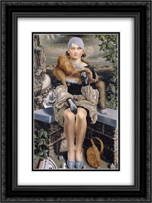 Portrait of a Lady 18x24 Black Ornate Wood Framed Art Print Poster with Double Matting by Willink, Carel