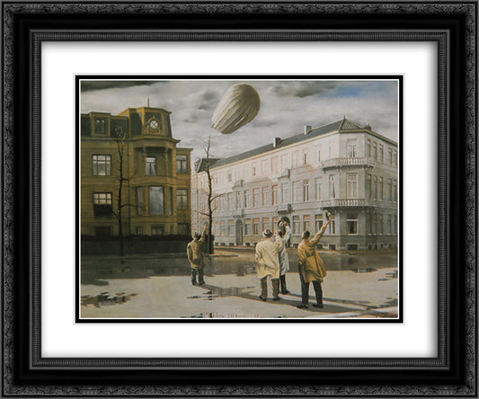 The Blimp 24x20 Black Ornate Wood Framed Art Print Poster with Double Matting by Willink, Carel