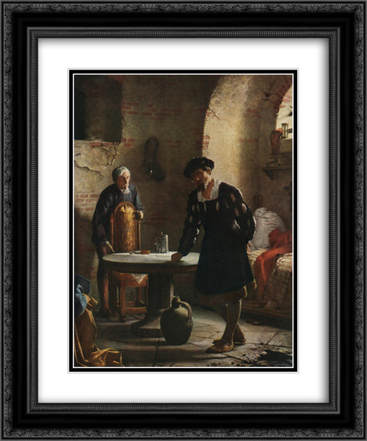 Christian II imprisoned in the tower at Sonderborg castle 20x24 Black Ornate Wood Framed Art Print Poster with Double Matting by Bloch, Carl