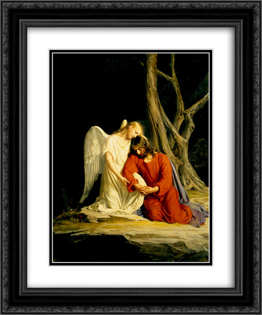 Gethsemane 20x24 Black Ornate Wood Framed Art Print Poster with Double Matting by Bloch, Carl