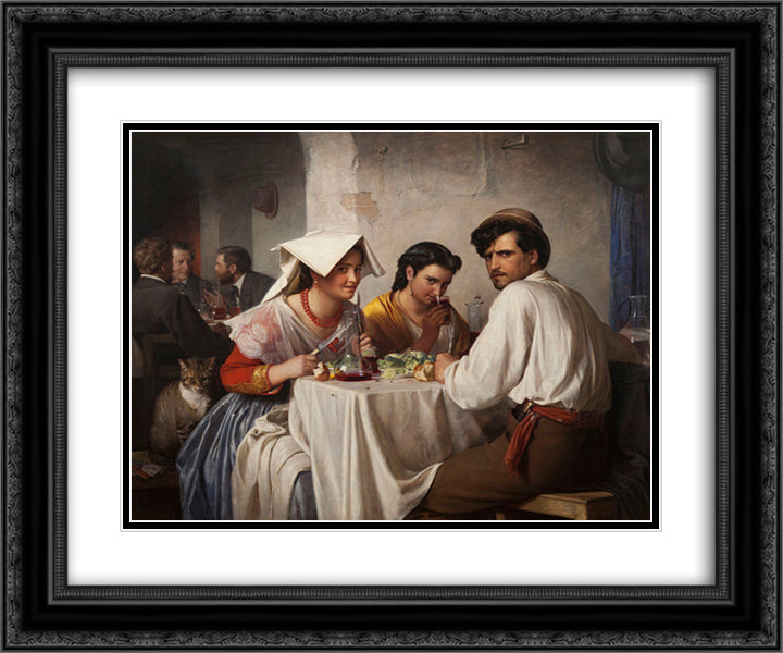 In a Roman Osteria 24x20 Black Ornate Wood Framed Art Print Poster with Double Matting by Bloch, Carl