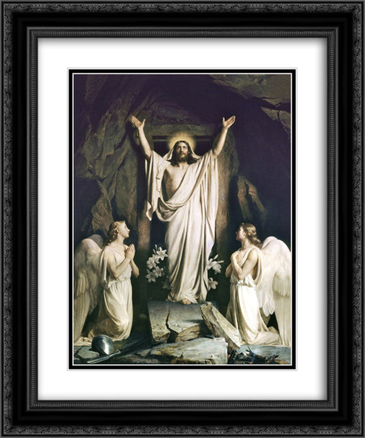 Resurrection of Christ 20x24 Black Ornate Wood Framed Art Print Poster with Double Matting by Bloch, Carl