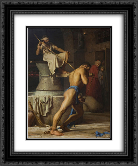 Samson and the Philistines (Samson in the Threadmill) 20x24 Black Ornate Wood Framed Art Print Poster with Double Matting by Bloch, Carl