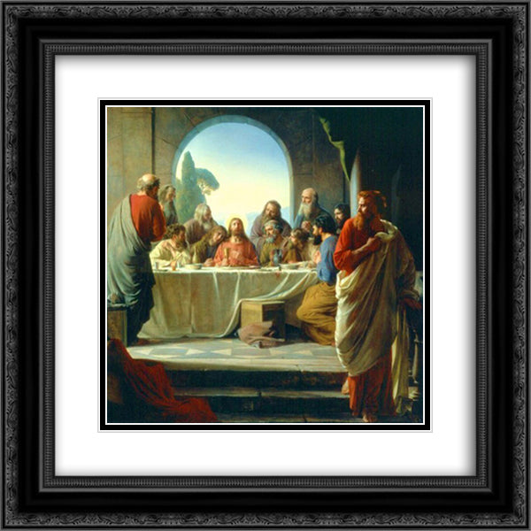 The Last Supper 20x20 Black Ornate Wood Framed Art Print Poster with Double Matting by Bloch, Carl