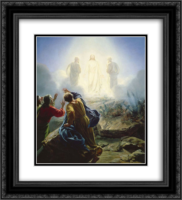 Transfiguration of Jesus 20x22 Black Ornate Wood Framed Art Print Poster with Double Matting by Bloch, Carl