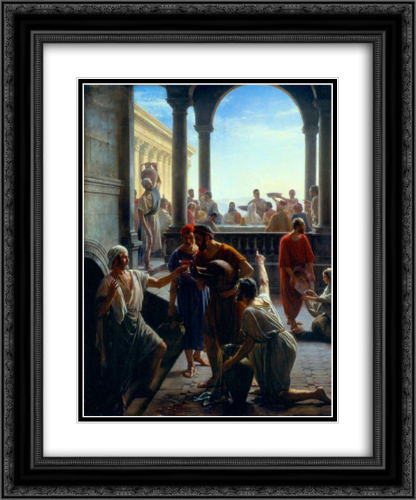 Wedding at Cana 20x24 Black Ornate Wood Framed Art Print Poster with Double Matting by Bloch, Carl