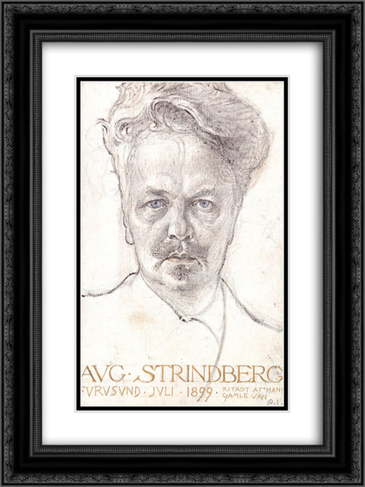 August Strindberg 18x24 Black Ornate Wood Framed Art Print Poster with Double Matting by Larsson, Carl