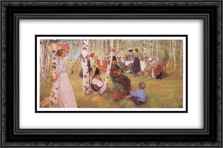 Breakfast in the Open 24x16 Black Ornate Wood Framed Art Print Poster with Double Matting by Larsson, Carl