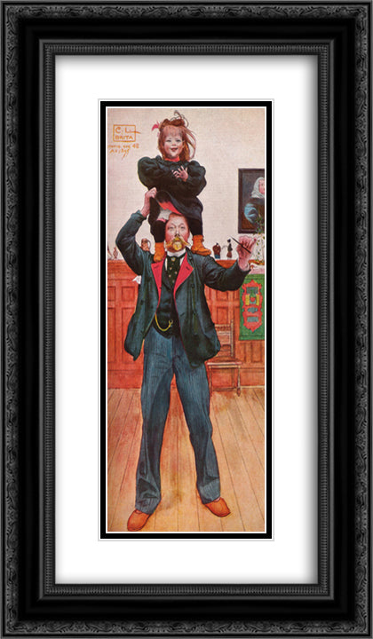 Brita and me 14x24 Black Ornate Wood Framed Art Print Poster with Double Matting by Larsson, Carl