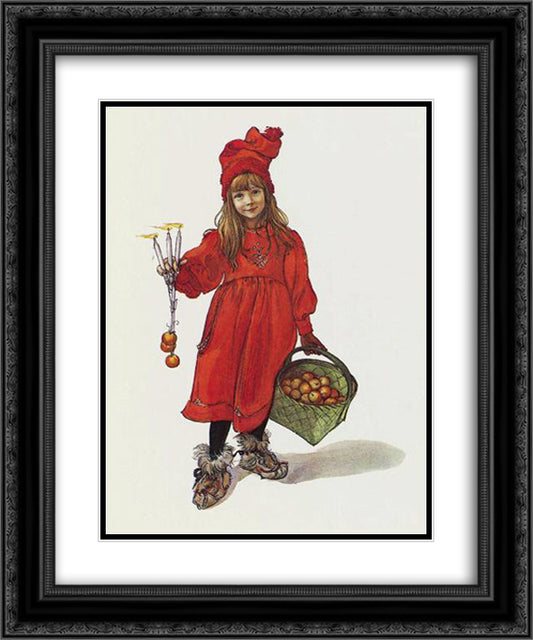 Brita as Iduna (I°unn), lithography, title page for the christmas edition of Idun, 1901 20x24 Black Ornate Wood Framed Art Print Poster with Double Matting by Larsson, Carl