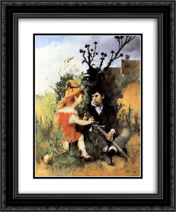 Clair obscur 20x24 Black Ornate Wood Framed Art Print Poster with Double Matting by Larsson, Carl