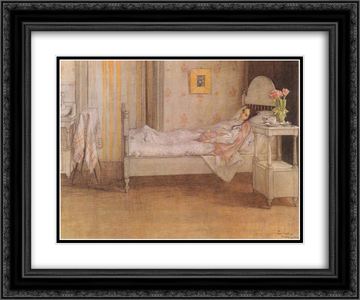 Convalescence 24x20 Black Ornate Wood Framed Art Print Poster with Double Matting by Larsson, Carl