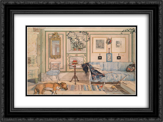 Cosy Corner 24x18 Black Ornate Wood Framed Art Print Poster with Double Matting by Larsson, Carl