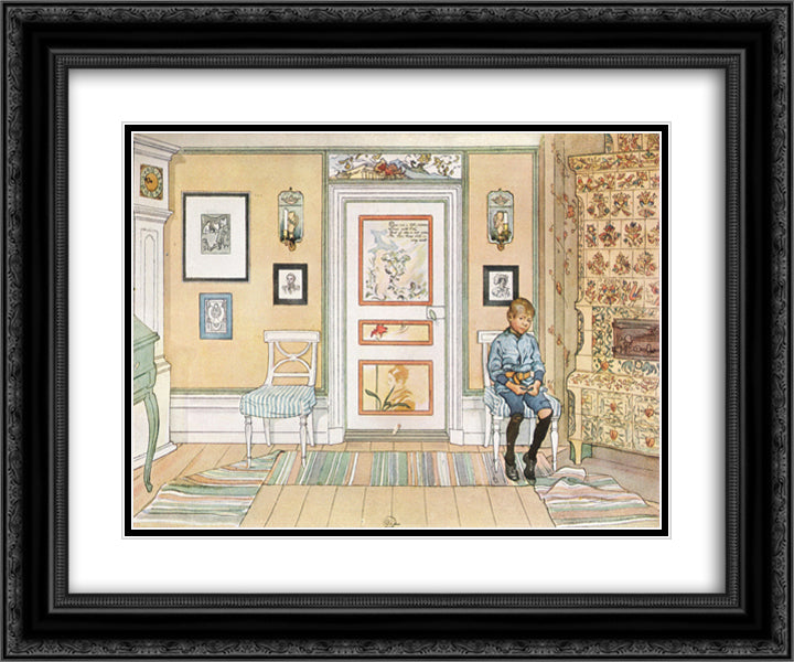 In the Corner 24x20 Black Ornate Wood Framed Art Print Poster with Double Matting by Larsson, Carl