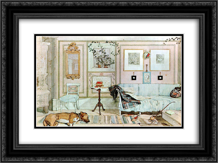Lazy Nook 24x18 Black Ornate Wood Framed Art Print Poster with Double Matting by Larsson, Carl