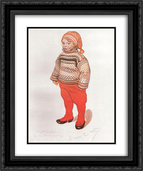 Lille Matts Larsson 20x24 Black Ornate Wood Framed Art Print Poster with Double Matting by Larsson, Carl