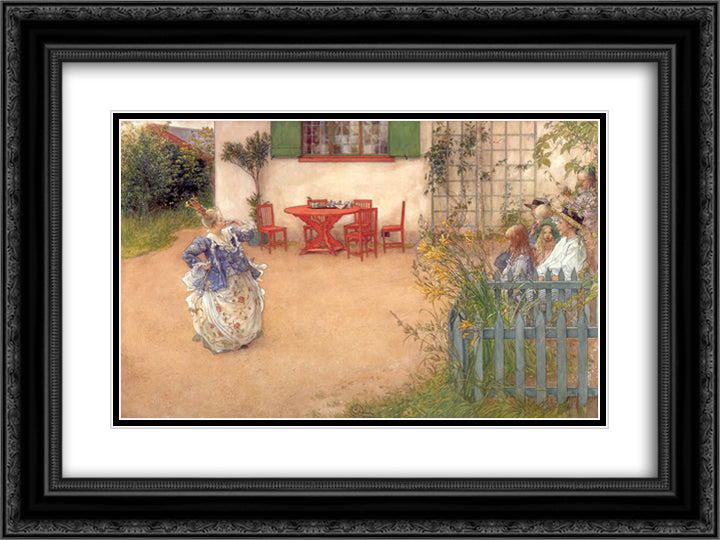 Lisbeth in 'Blue bird' 24x18 Black Ornate Wood Framed Art Print Poster with Double Matting by Larsson, Carl