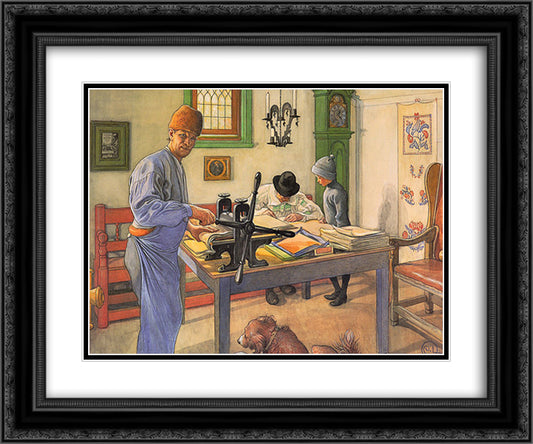 My Acid Workshop (Where I do my Etching) 24x20 Black Ornate Wood Framed Art Print Poster with Double Matting by Larsson, Carl