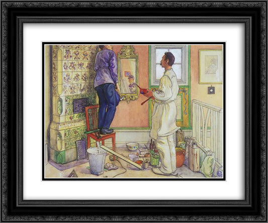 My friends, the Carpenter and the Painter 24x20 Black Ornate Wood Framed Art Print Poster with Double Matting by Larsson, Carl