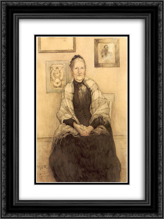 My mother 18x24 Black Ornate Wood Framed Art Print Poster with Double Matting by Larsson, Carl