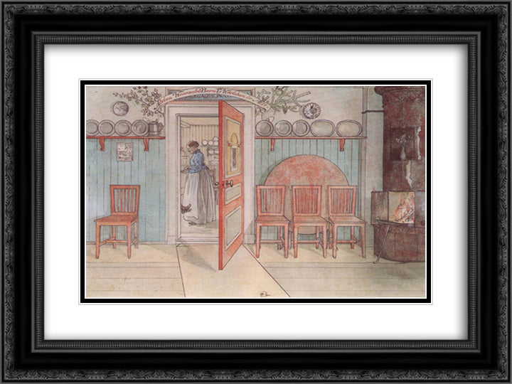 Old Anna 24x18 Black Ornate Wood Framed Art Print Poster with Double Matting by Larsson, Carl