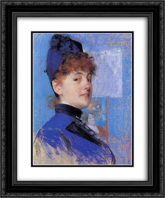 Portrait of Alma 20x24 Black Ornate Wood Framed Art Print Poster with Double Matting by Larsson, Carl