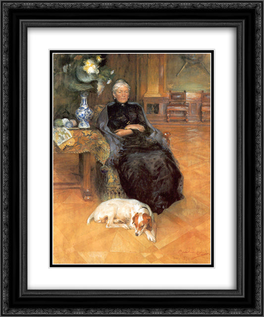 Portrait of Gothilda Furstenberg 20x24 Black Ornate Wood Framed Art Print Poster with Double Matting by Larsson, Carl