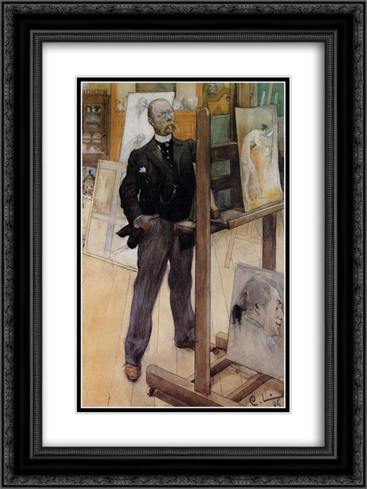 Self-portrait 18x24 Black Ornate Wood Framed Art Print Poster with Double Matting by Larsson, Carl