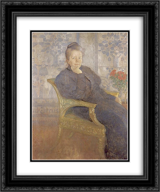 Selma Lagerlof 20x24 Black Ornate Wood Framed Art Print Poster with Double Matting by Larsson, Carl