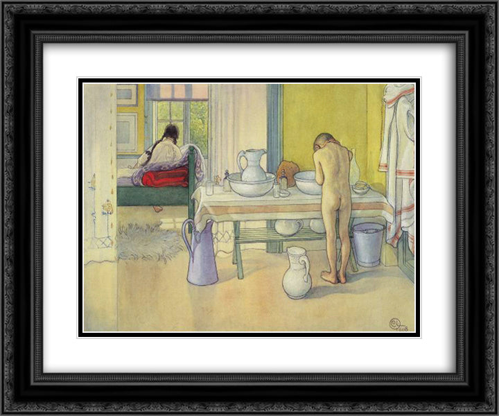 Summer Morning, published in 'Lasst Licht Hinin' (`Let in More Light') 24x20 Black Ornate Wood Framed Art Print Poster with Double Matting by Larsson, Carl