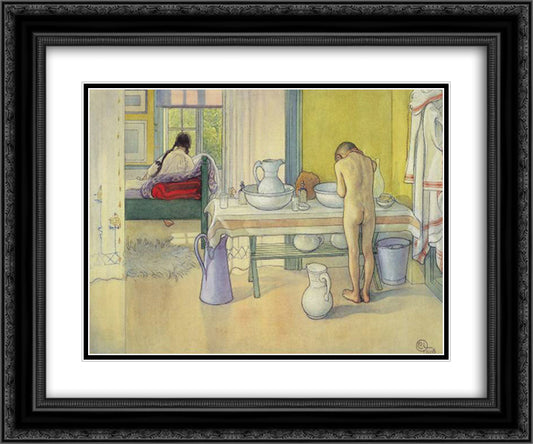 Summer Morning, published in 'Lasst Licht Hinin' (`Let in More Light') 24x20 Black Ornate Wood Framed Art Print Poster with Double Matting by Larsson, Carl