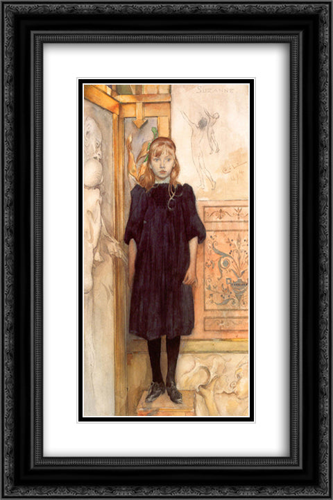 Suzanne 16x24 Black Ornate Wood Framed Art Print Poster with Double Matting by Larsson, Carl