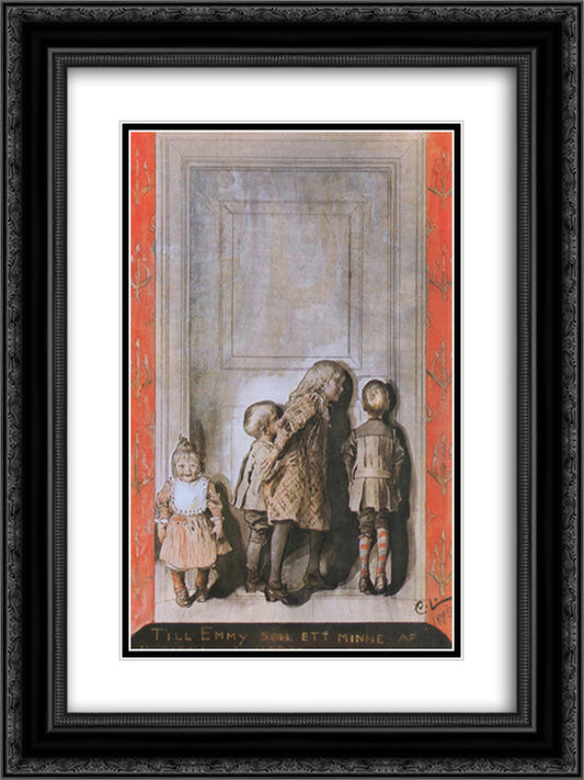 The Day Before Christmas 18x24 Black Ornate Wood Framed Art Print Poster with Double Matting by Larsson, Carl