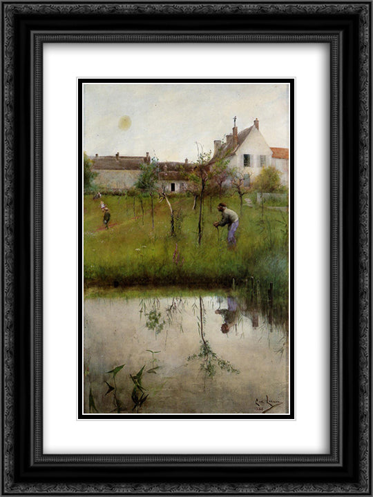 The Old Man and the New Trees 18x24 Black Ornate Wood Framed Art Print Poster with Double Matting by Larsson, Carl