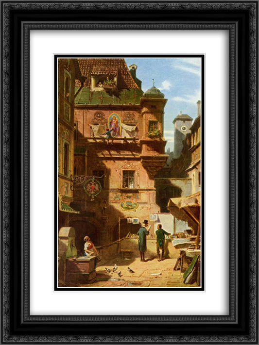 Arts and Science 18x24 Black Ornate Wood Framed Art Print Poster with Double Matting by Spitzweg, Carl