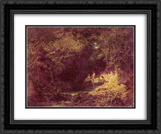 Bathing nymphs 24x20 Black Ornate Wood Framed Art Print Poster with Double Matting by Spitzweg, Carl