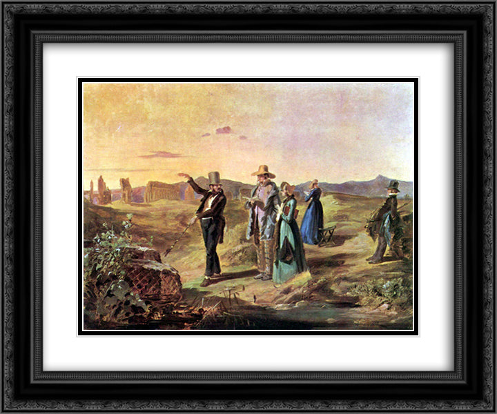 Englishman in the Campagna 24x20 Black Ornate Wood Framed Art Print Poster with Double Matting by Spitzweg, Carl