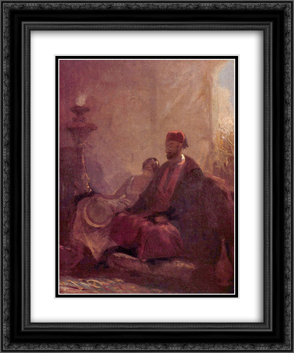 Harem 20x24 Black Ornate Wood Framed Art Print Poster with Double Matting by Spitzweg, Carl