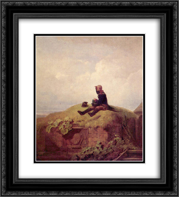 Once upon a time (the knitting outpost) 20x22 Black Ornate Wood Framed Art Print Poster with Double Matting by Spitzweg, Carl