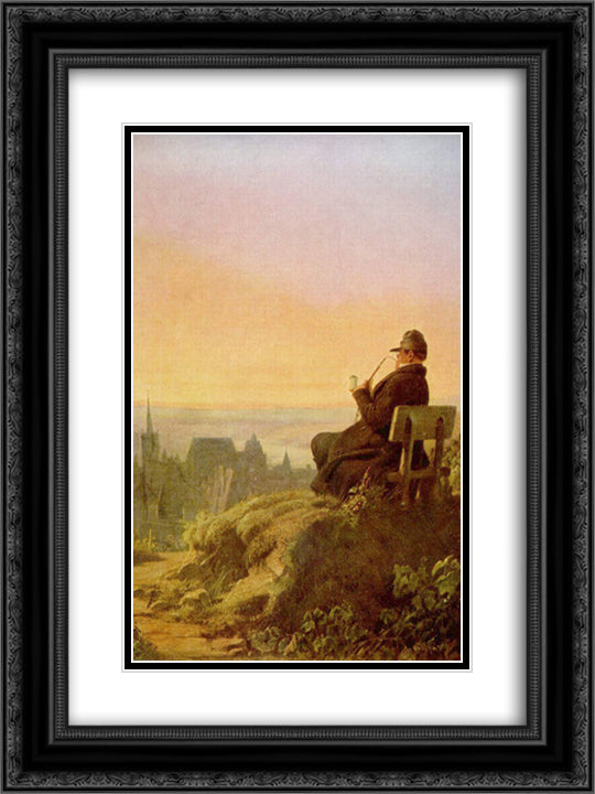 Resting on the Vine 18x24 Black Ornate Wood Framed Art Print Poster with Double Matting by Spitzweg, Carl