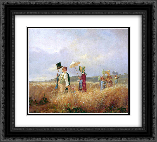 Sunday Stroll 22x20 Black Ornate Wood Framed Art Print Poster with Double Matting by Spitzweg, Carl