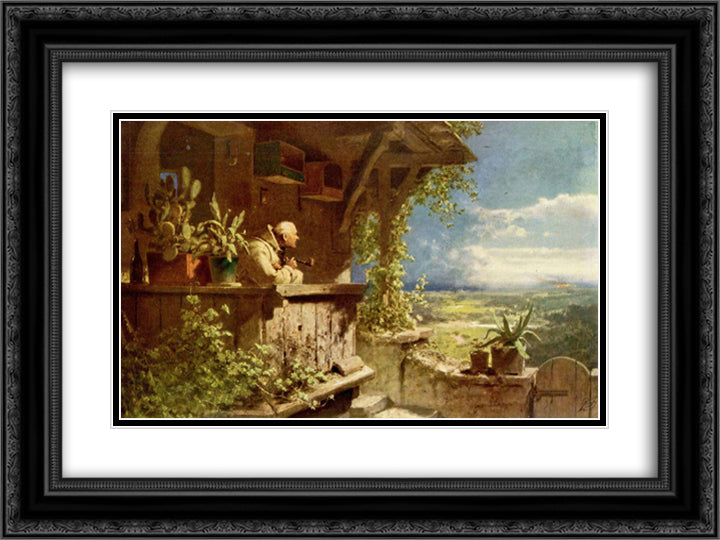 Suspicious smoke 24x18 Black Ornate Wood Framed Art Print Poster with Double Matting by Spitzweg, Carl