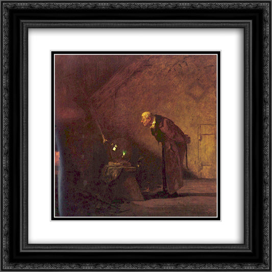 The Alchemist 20x20 Black Ornate Wood Framed Art Print Poster with Double Matting by Spitzweg, Carl