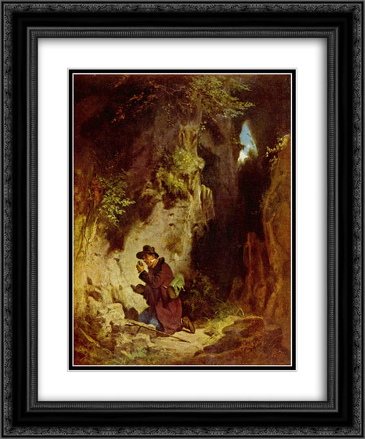 The geologist 20x24 Black Ornate Wood Framed Art Print Poster with Double Matting by Spitzweg, Carl