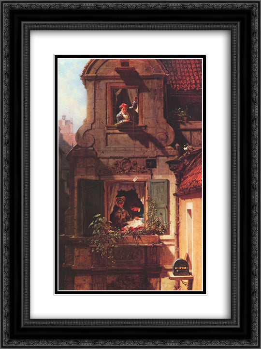 The Intercepted Love Letter 18x24 Black Ornate Wood Framed Art Print Poster with Double Matting by Spitzweg, Carl