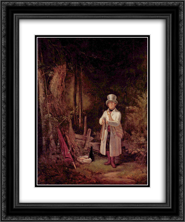 The Sunday hunting 20x24 Black Ornate Wood Framed Art Print Poster with Double Matting by Spitzweg, Carl